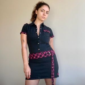 Black Tripp NYC Dress w/ Pink Plaid Accents